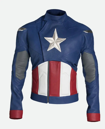 Captain America Steve Rogers Blue Leather Jacket