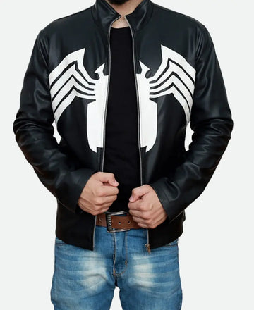 Black Tom Hardy Venom Eddie Brock Leather Jacket