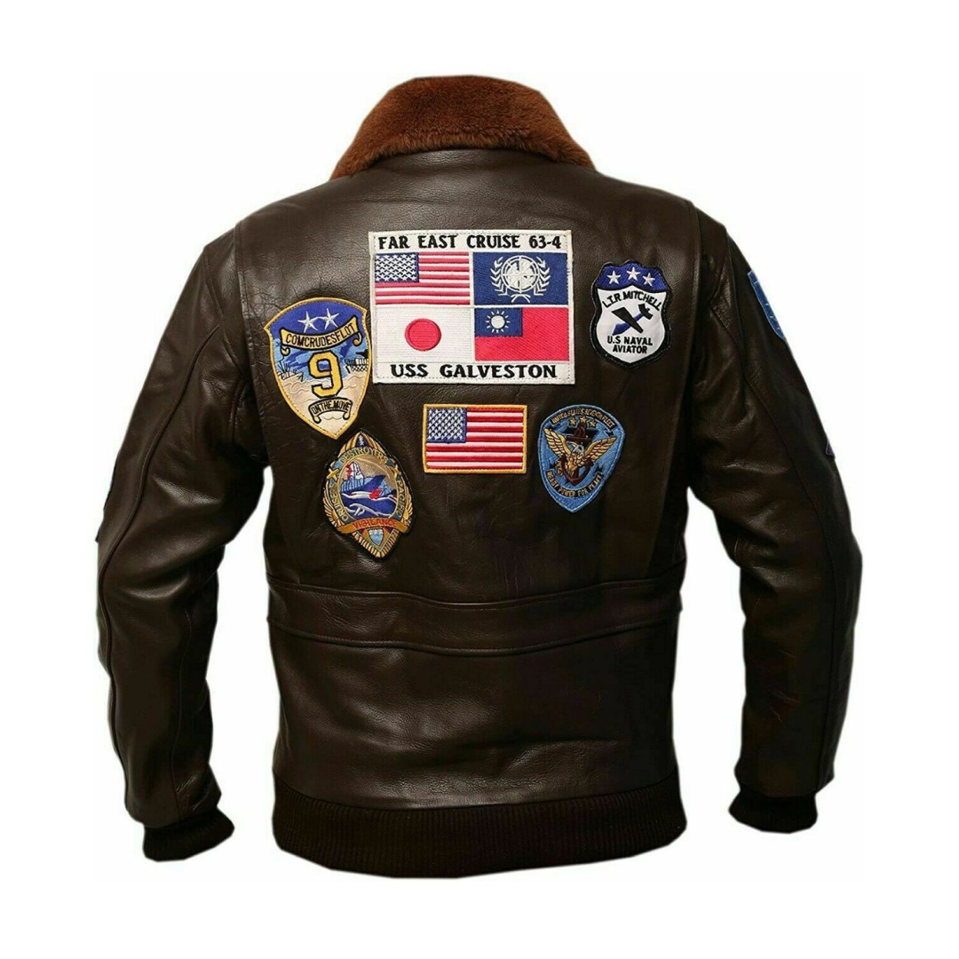 Top Gun Brown Maverick Bomber Leather Jacket