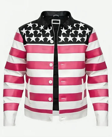 Lil Uzi Vert Pink Tape Leather Jacket