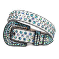 Blue Multi-Color Rhinestones with White Strap Rhinestone Belt-Belts-The Rhinestone Belts