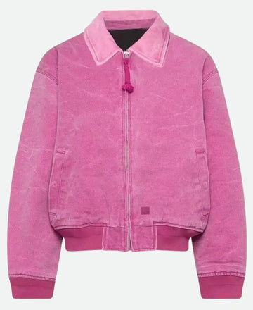 Ryan Gosling Pink Bomber Suede Leather Jacket