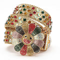 Flower Buckle Gold Strap with Multicolor Stones Rhinestone Belt-Belts-The Rhinestone Belts