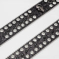 Black Skull Buckle with Black and White Stones Rhinestone Belt-Belts-The Rhinestone Belts