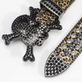 Gengar Buckle with Leopard Strap and Black Studs Rhinestone Belt-Belts-The Rhinestone Belts