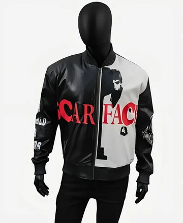 Scarface Varsity Style Bomber Leather Jacket