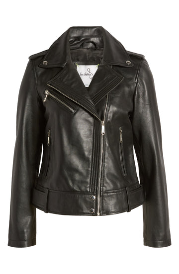 Women's Beige Sam Edelmen Moto Leather Jacket
