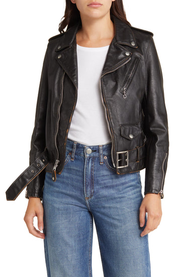 Women's Black Asymmetric Moto Leather Jacket